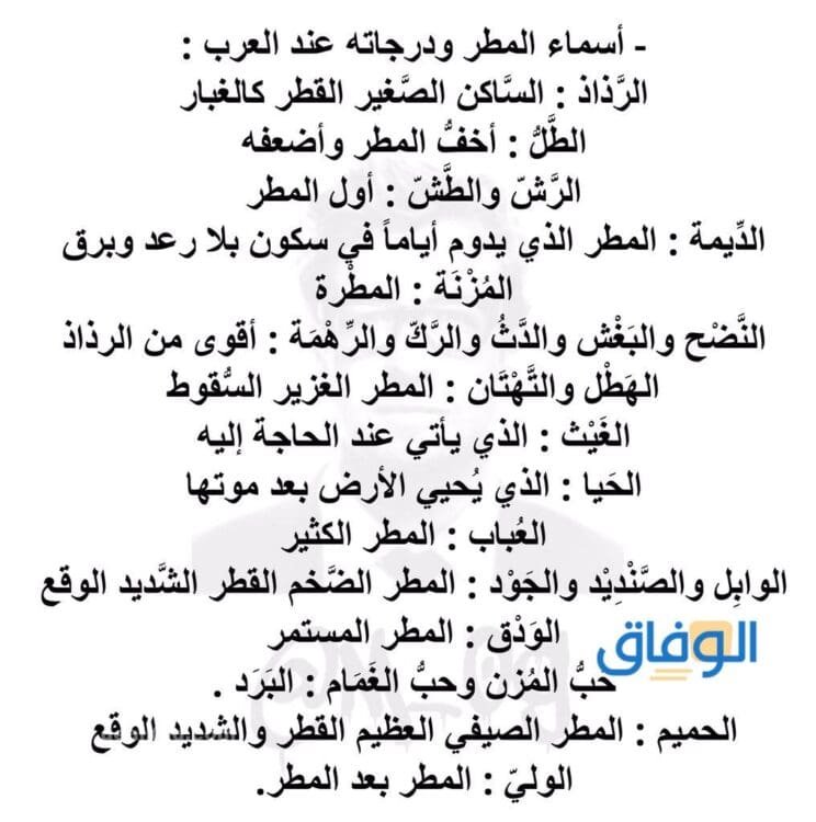 اسماء المطر | +90 الخفيف ومعانيها