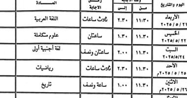 جداول امتحانات الفصل الدراسى الثانى الصفين الأول والثانى الثانوى فى الأقصر